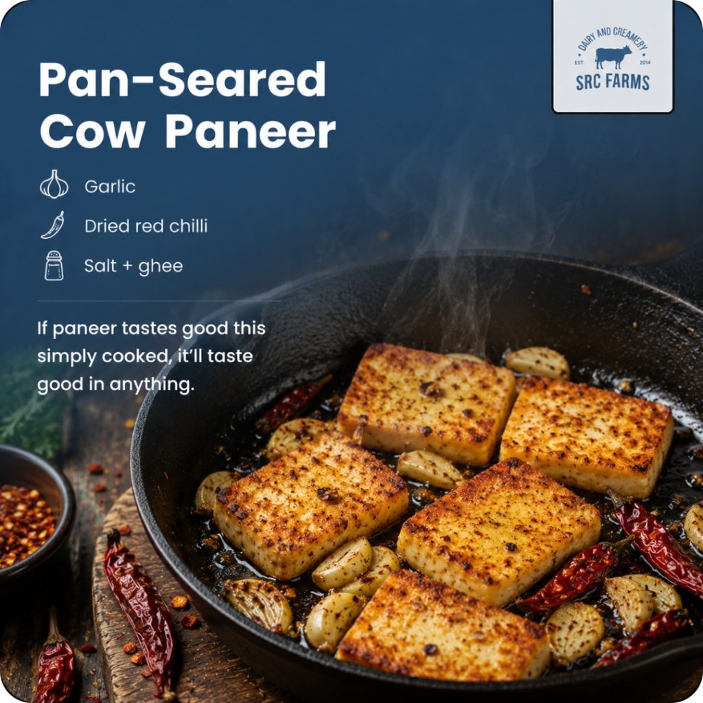 Pan-seared cow paneer