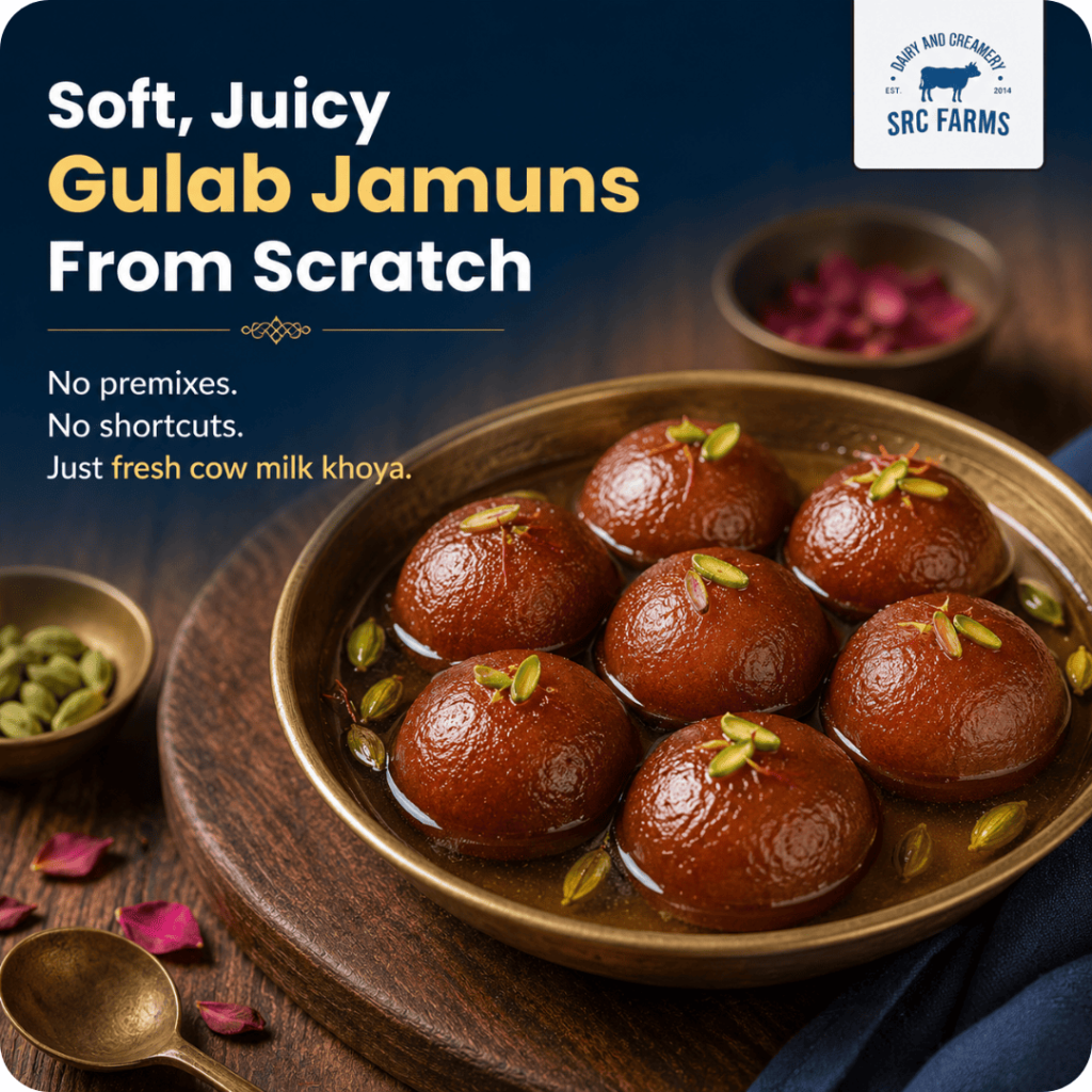 Soft, juicy gulab jamuns from scratch