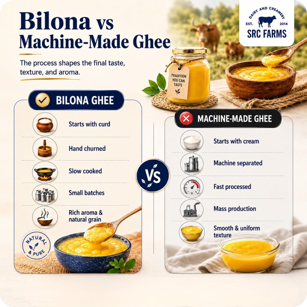 Comparison between Bilona vs Machine-made ghee